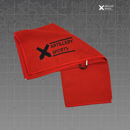 Artillery Sports - Red Microfiber Golf Towel with Heavy Duty Clip