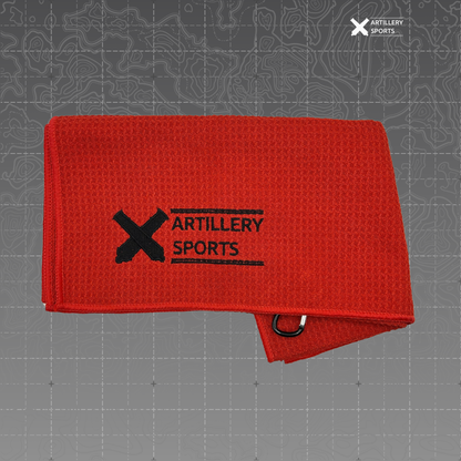 Artillery Sports - Red Microfiber Golf Towel with Heavy Duty Clip